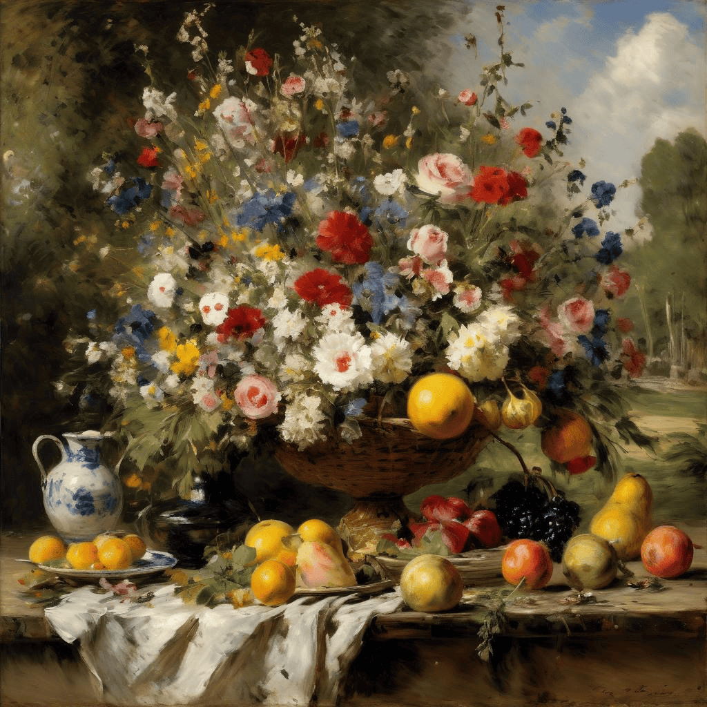Flowers and Fruit in a Garden – Eugene Boudin