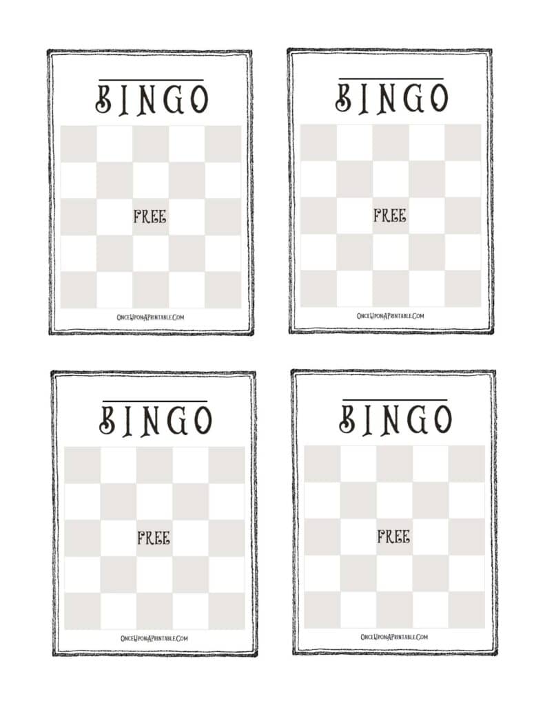 Blank Bingo cards.
