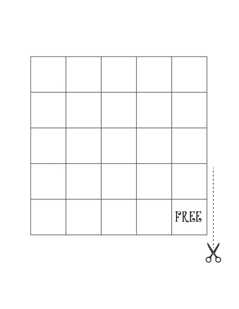 Blank calling cards for a Valentine's Day Bingo game.