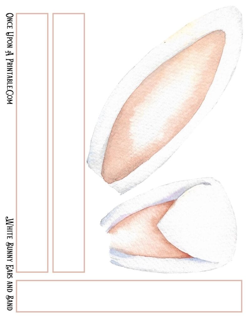 White watercolor bunny ears with headband pieces.