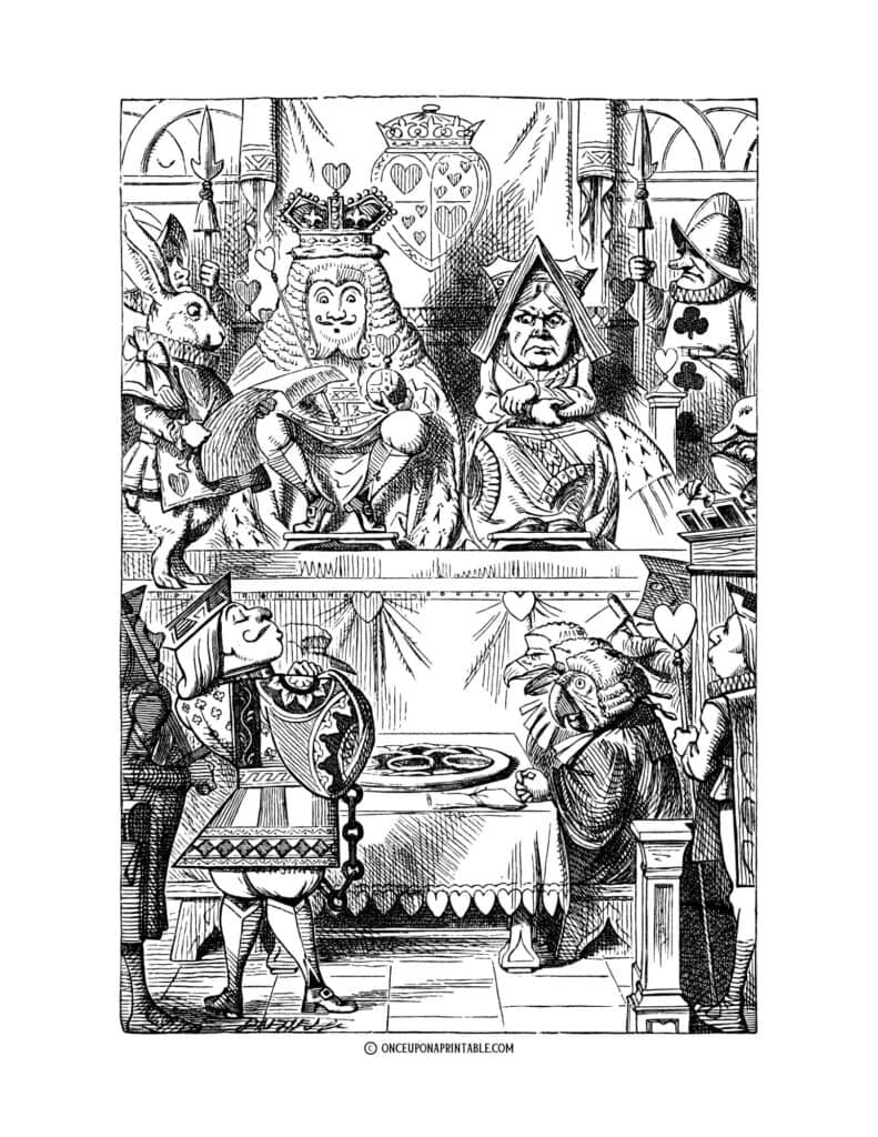 Alice's Adventures in Wonderland coloring pages, original illustrations by Sir John Tenniel.