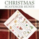 Christmas lights scavenger hunt printables for the whole family, brightly colored christmas themed graphics.
