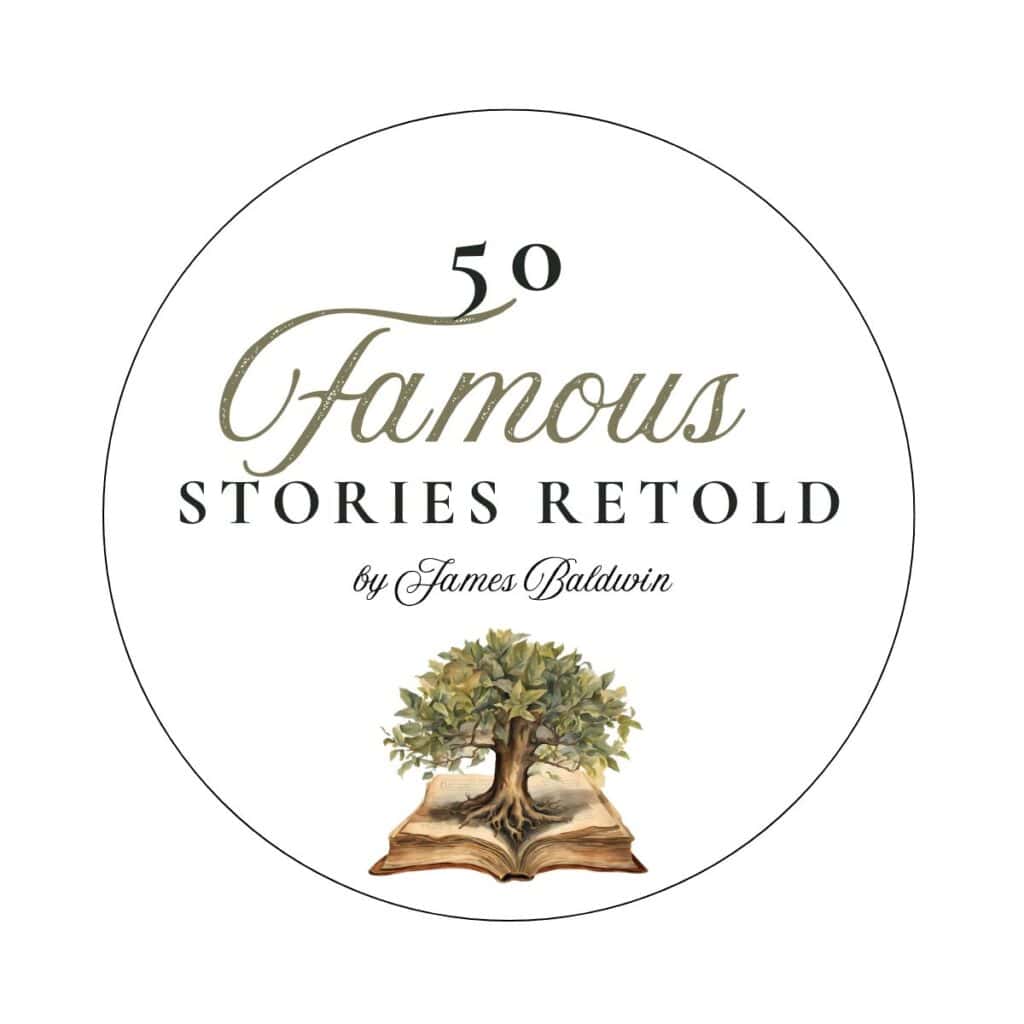 A tree coming out of an old book "50 famous stories retold"