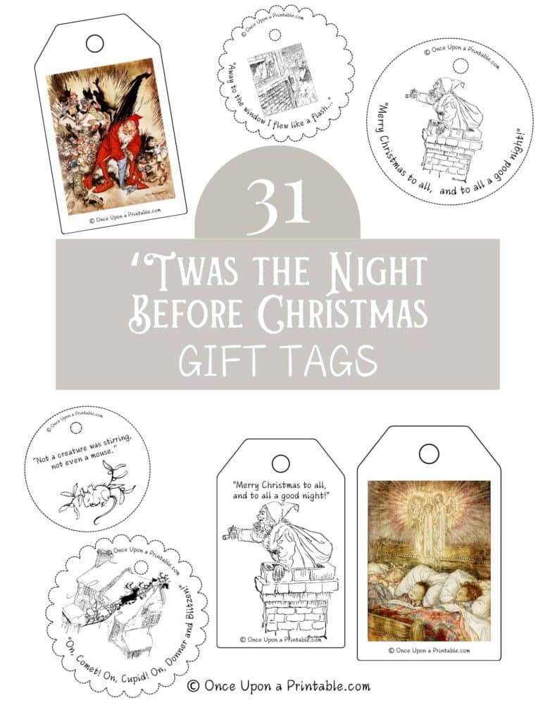 'Twas the night before christmas original illustrations in black and white and full color from Arthur Rackham.