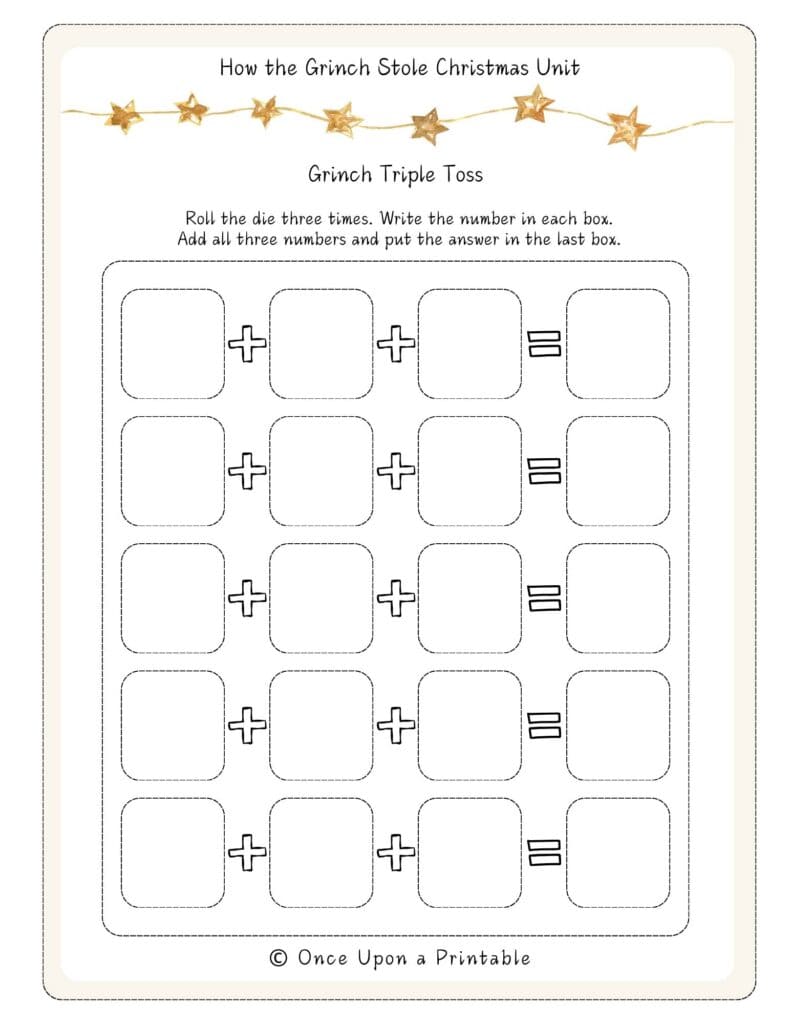 How the Grinch Stole Christmas worksheet unit study.