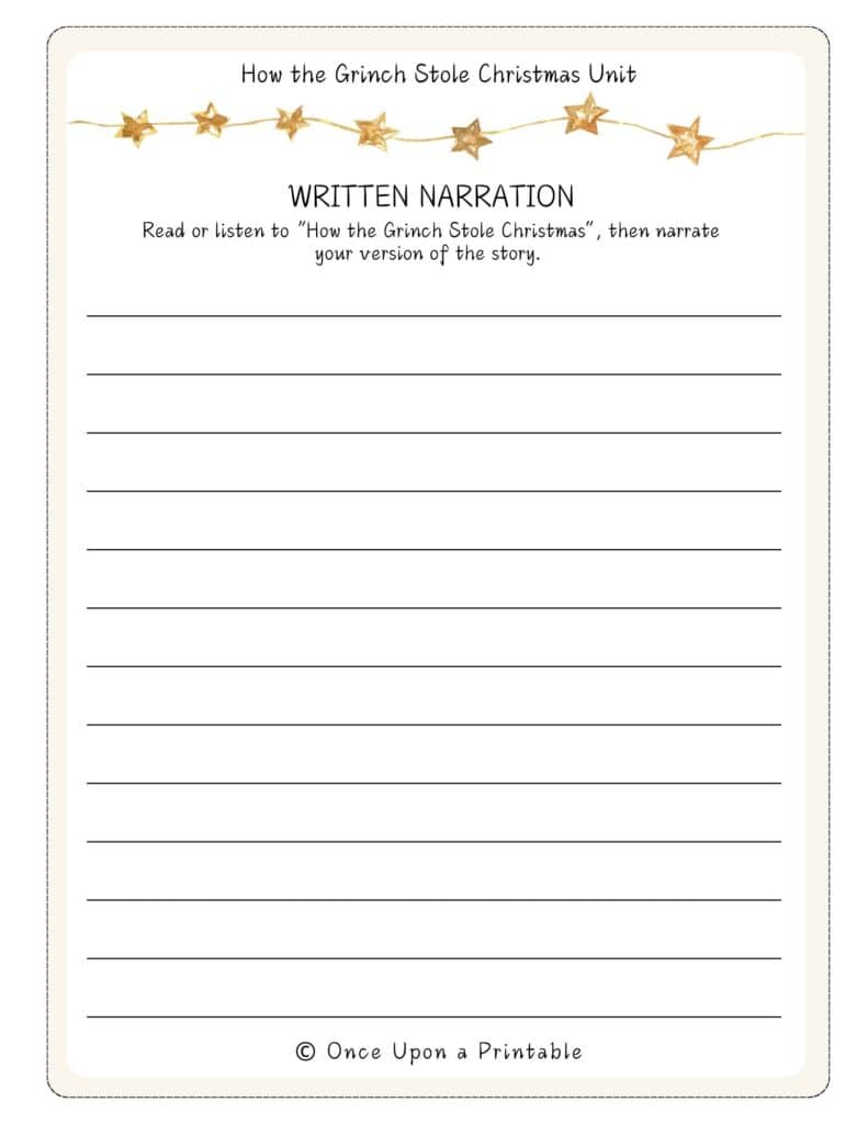 How the Grinch Stole Christmas worksheet unit study.