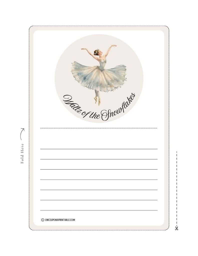 Vintage-style watercolor illustrations of the Nutcracker Christmas stationary.