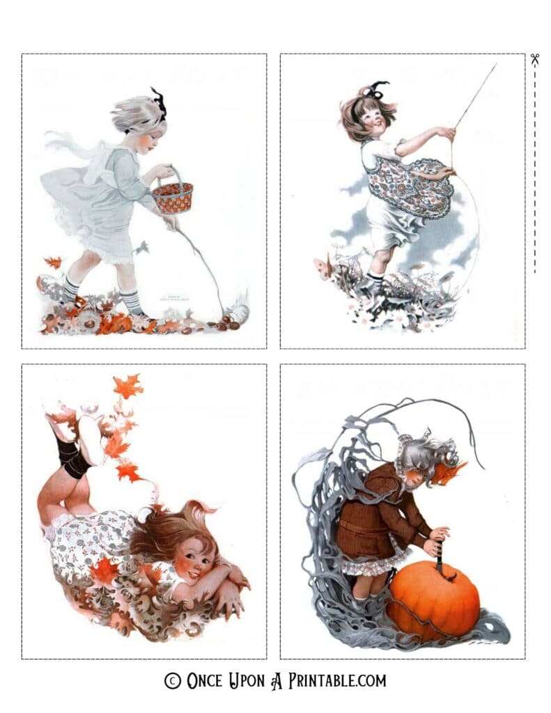 Fall illustrations by Sarah Stilwell weber, illustrations of children in fall leaves having fun.