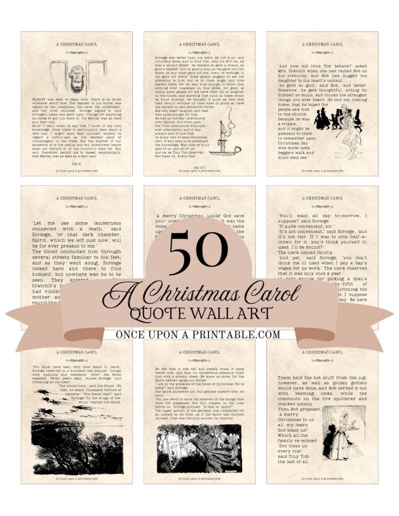 A christmas Carol wall art quotes.
