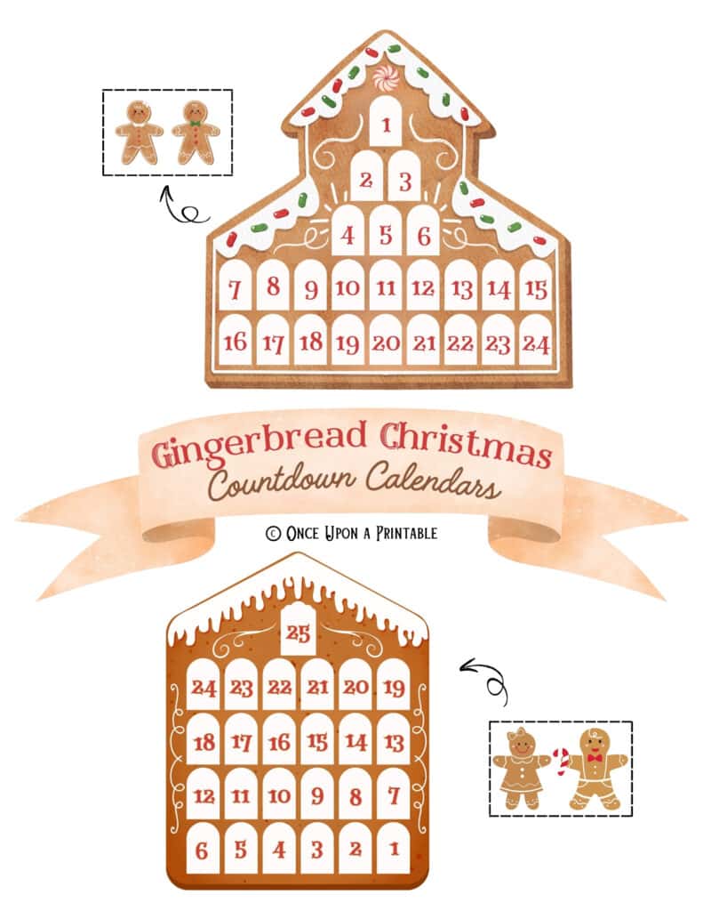 Gingerbread house christmas countdown calendar cover page.