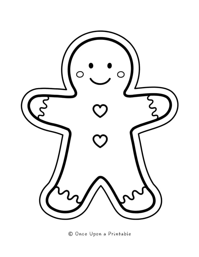 Full size gingerbread man coloring page.