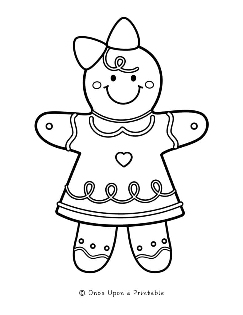 Full size gingerbread man coloring page.