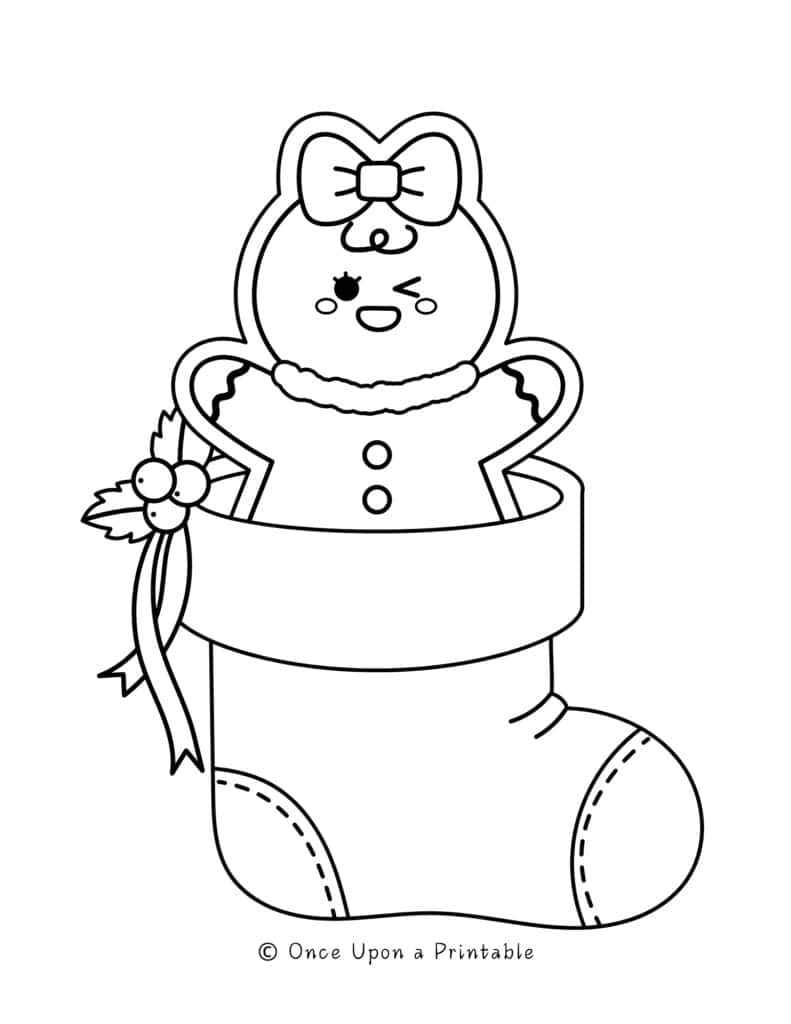 Full size gingerbread man coloring page.