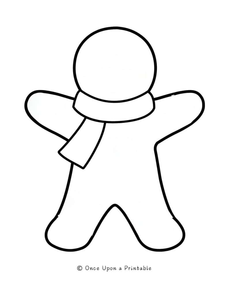 Full size gingerbread man coloring page.