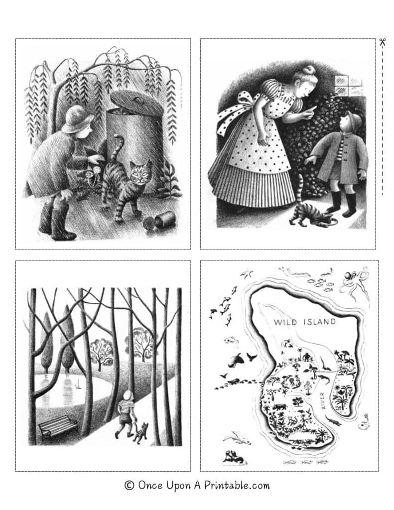 Original black and white and color lithographs by artist Ruth Chrisman Gannett from the book "My father's dragon".