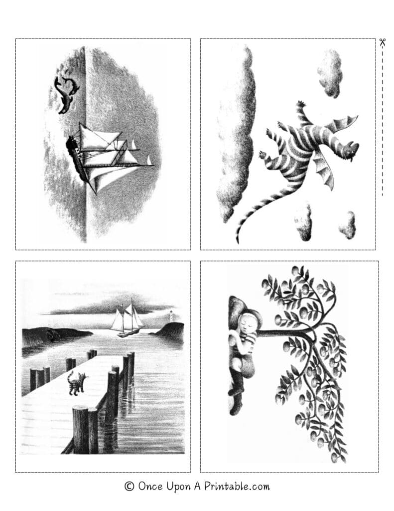 Original black and white and color lithographs by artist Ruth Chrisman Gannett from the book "My father's dragon".