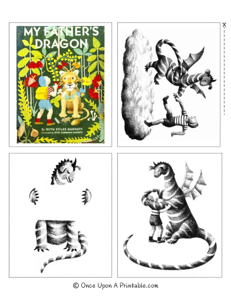 Original black and white and color lithographs by artist Ruth Chrisman Gannett from the book "My father's dragon".