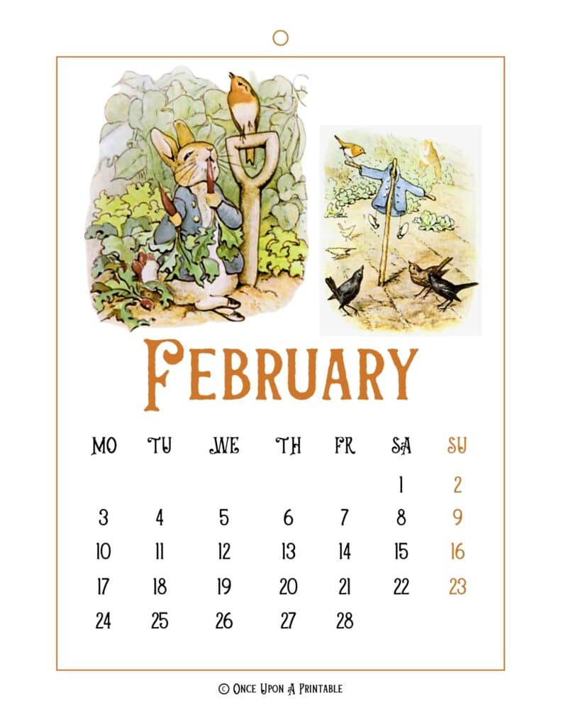 Peter Rabbit 2025 calendar with original illustrations by Beatrix Potter.