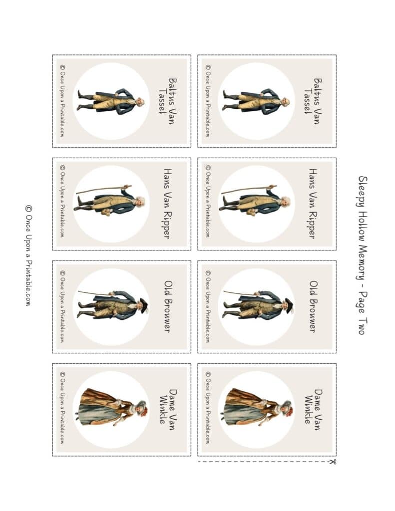 The Legend of Sleepy Hollow Halloween memory game printable.