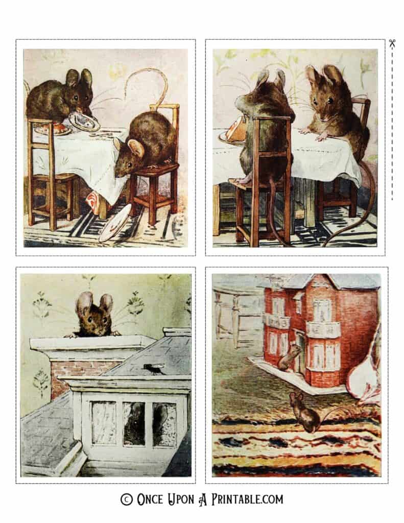 Original illustrations from the book "the tale of two bad mice" by Beatrix Potter.