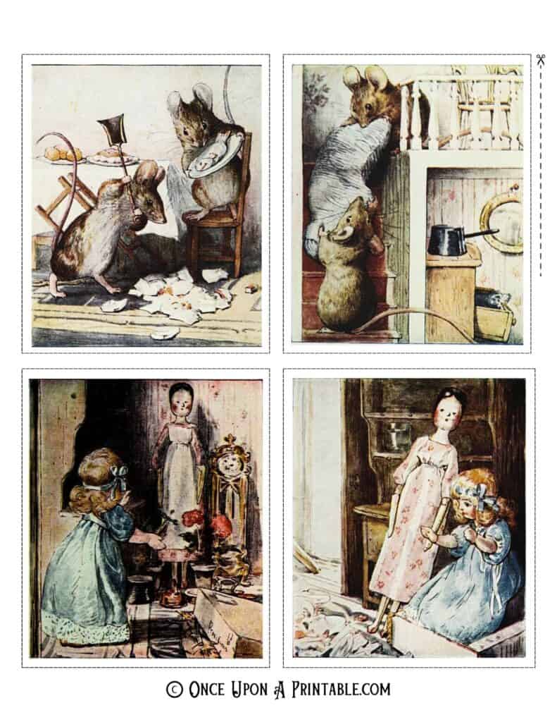 Original illustrations from the book "the tale of two bad mice" by Beatrix Potter. 