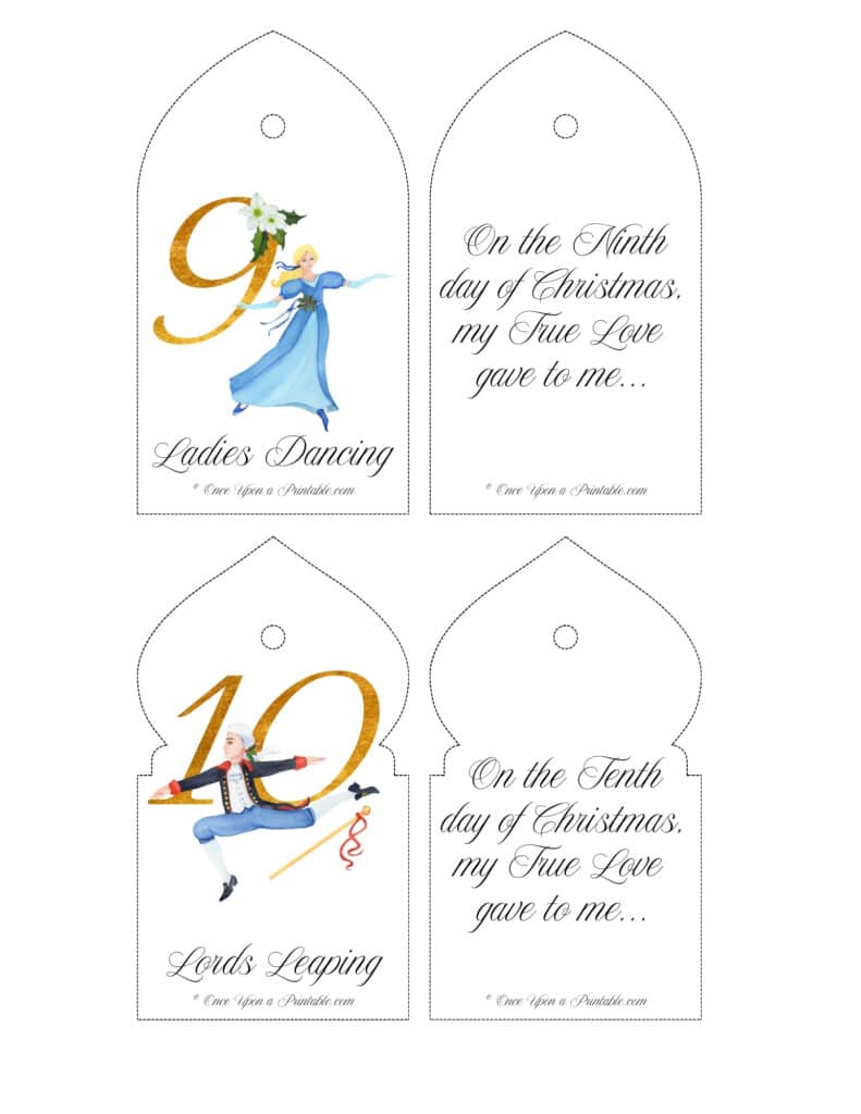 12 Days of Christmas classic watercolor tree ornaments.