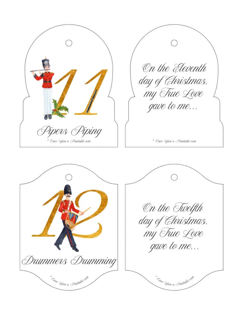 12 Days of Christmas classic watercolor tree ornaments.