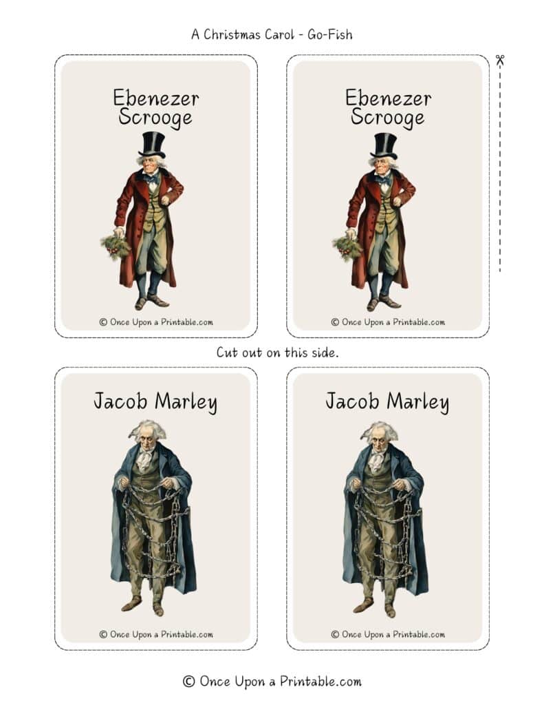 Charles Dickens' A Christmas carol go fish game cards.