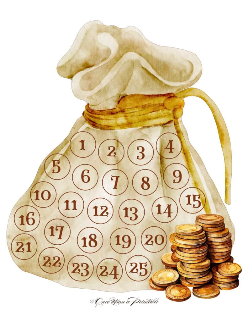 Ebenezer's Coin Purse advent activity for kids and families, printables.