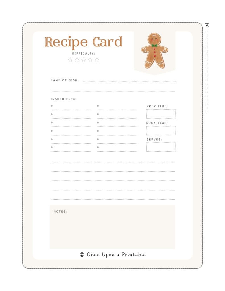 Gingerbread graphic illustrated recipe cards, black and white and watercolor.