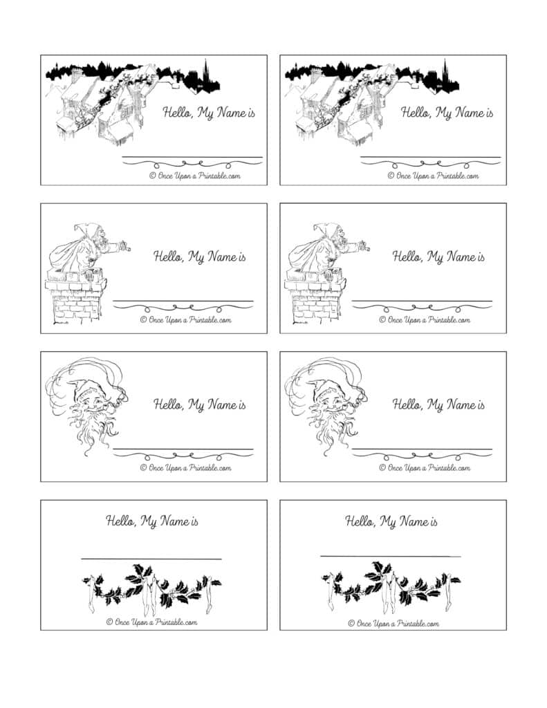 Vintage illustrated "Twas the Night Before Christmas" name tags by Arthur Rackham.