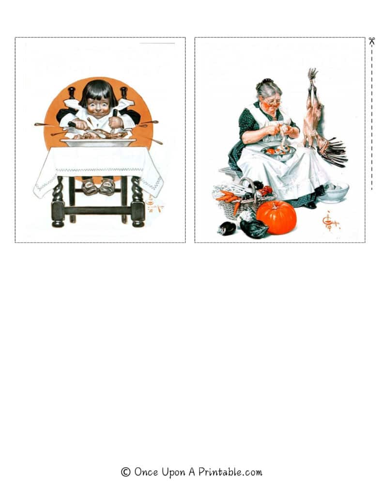 Original illustrations by artist J. C. Leyendecker, Halloween and Thanksgiving illustrations.