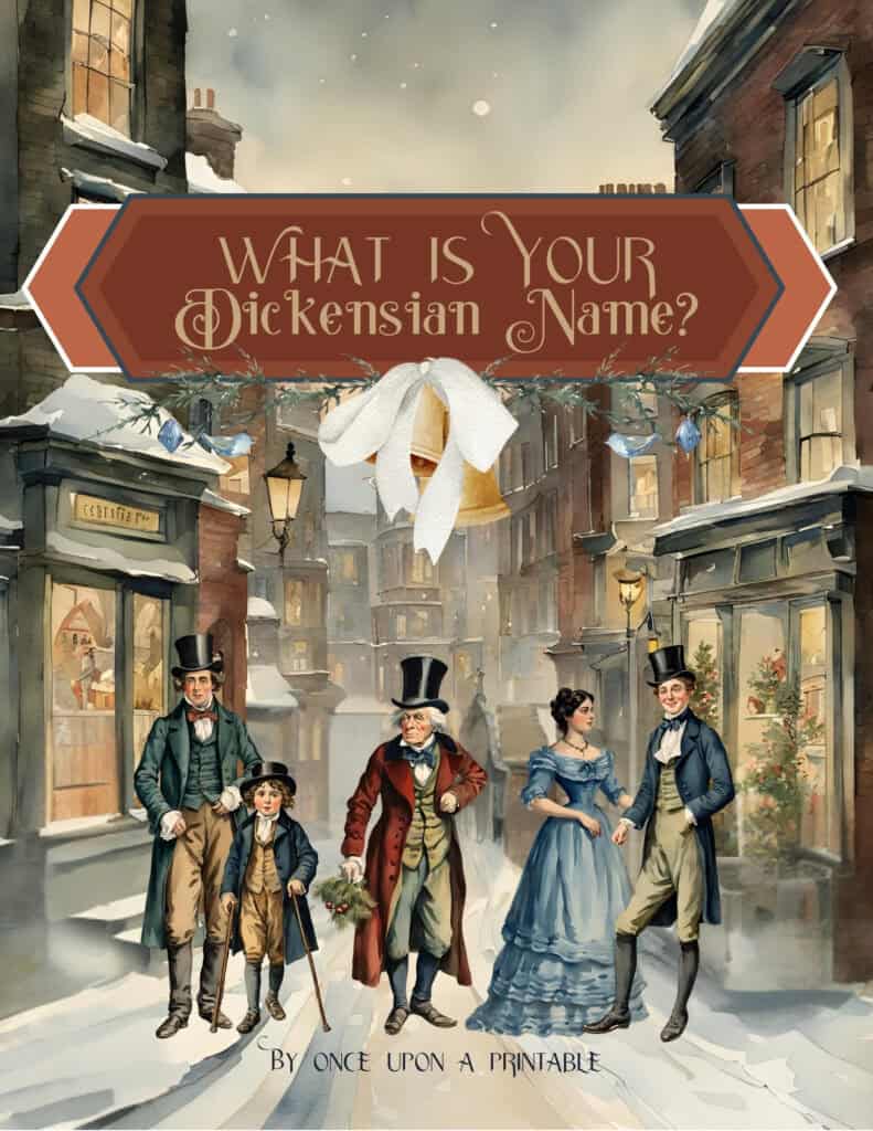 What is your Dickensian name game printable with victorian inspired graphics.