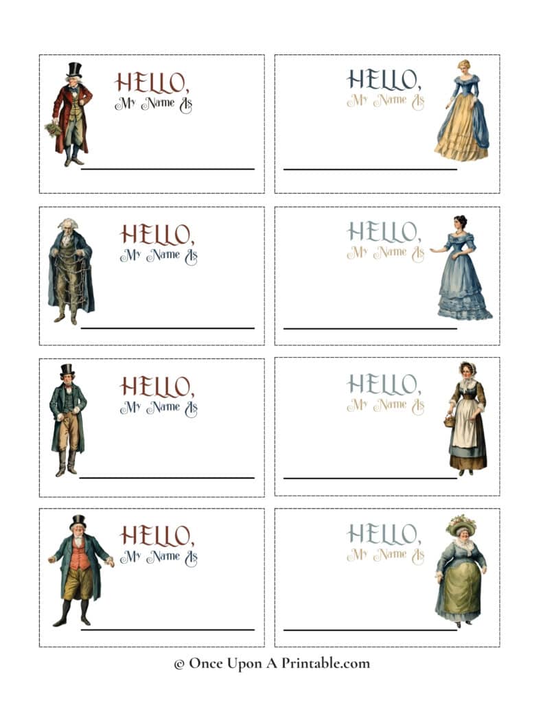 What is your Dickensian name game printable with victorian inspired graphics.