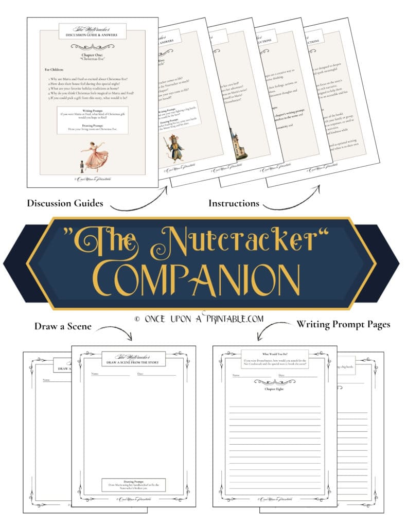 The Nutcracker inspired discussion guide with watercolor graphics.