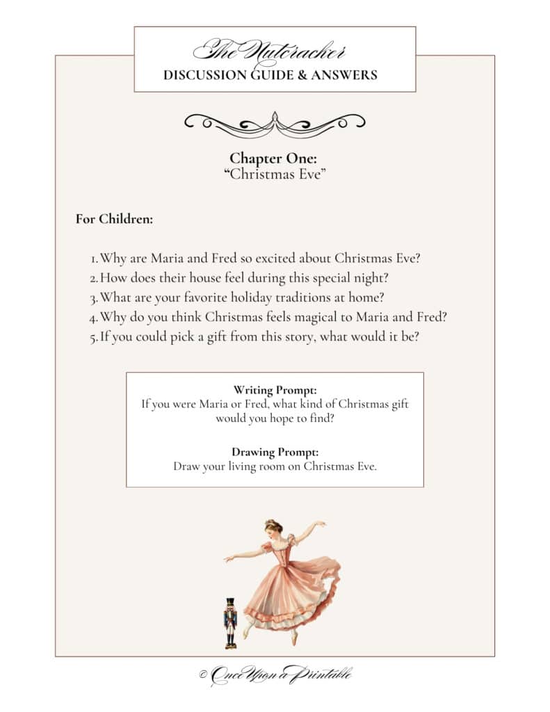 The Nutcracker inspired discussion guide with watercolor graphics.