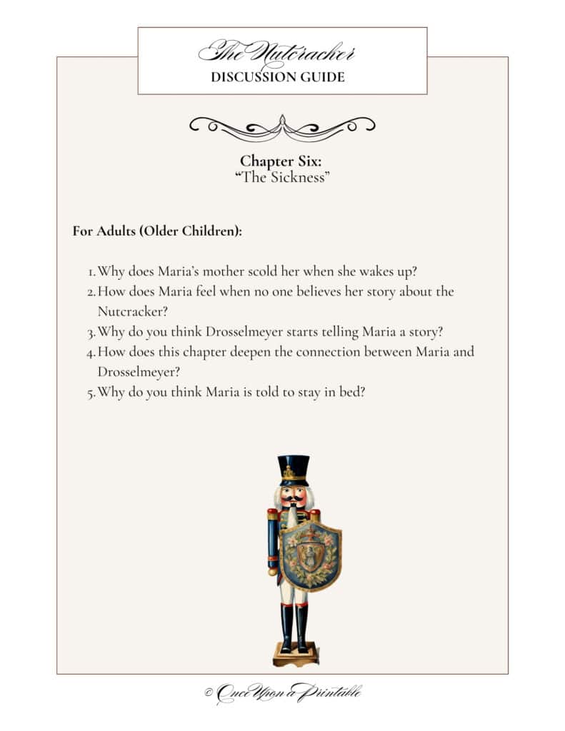 The Nutcracker inspired discussion guide with watercolor graphics.