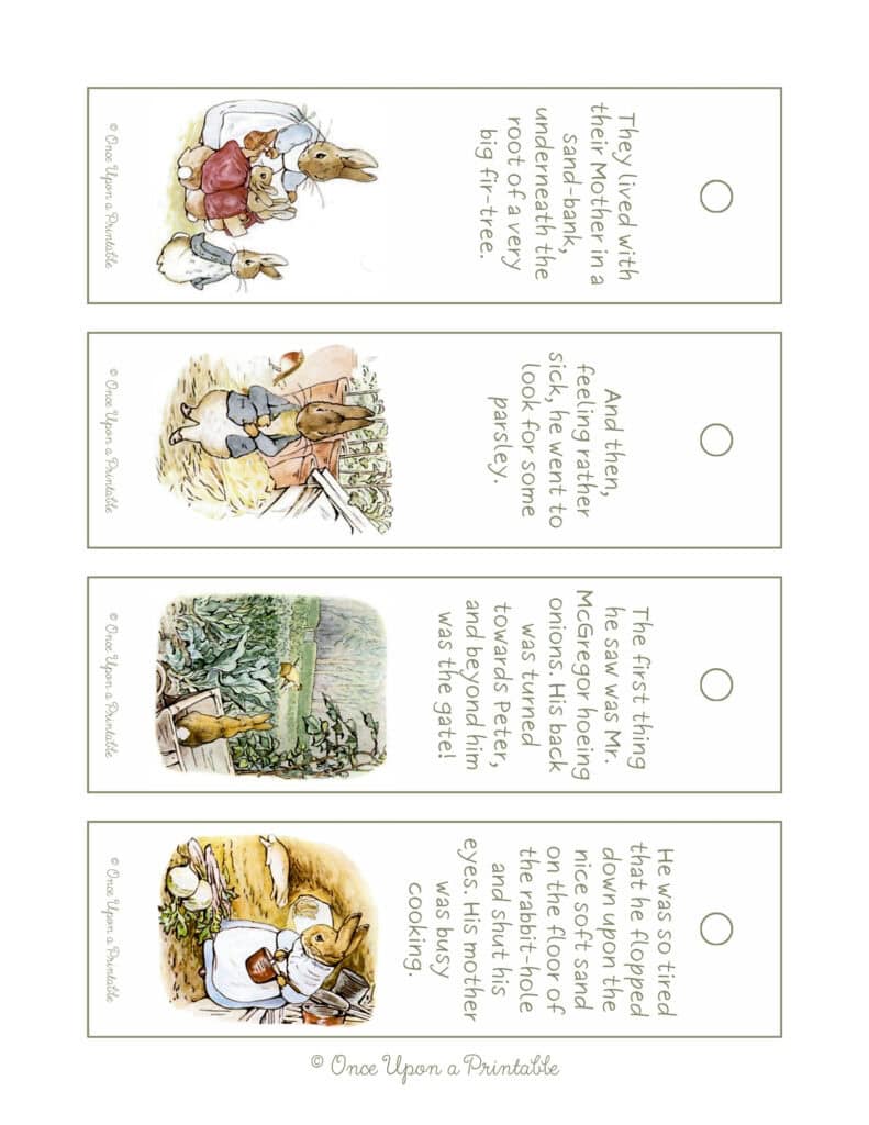 The tale of peter rabbit illustrated bookmarks by Beatrix Potter.