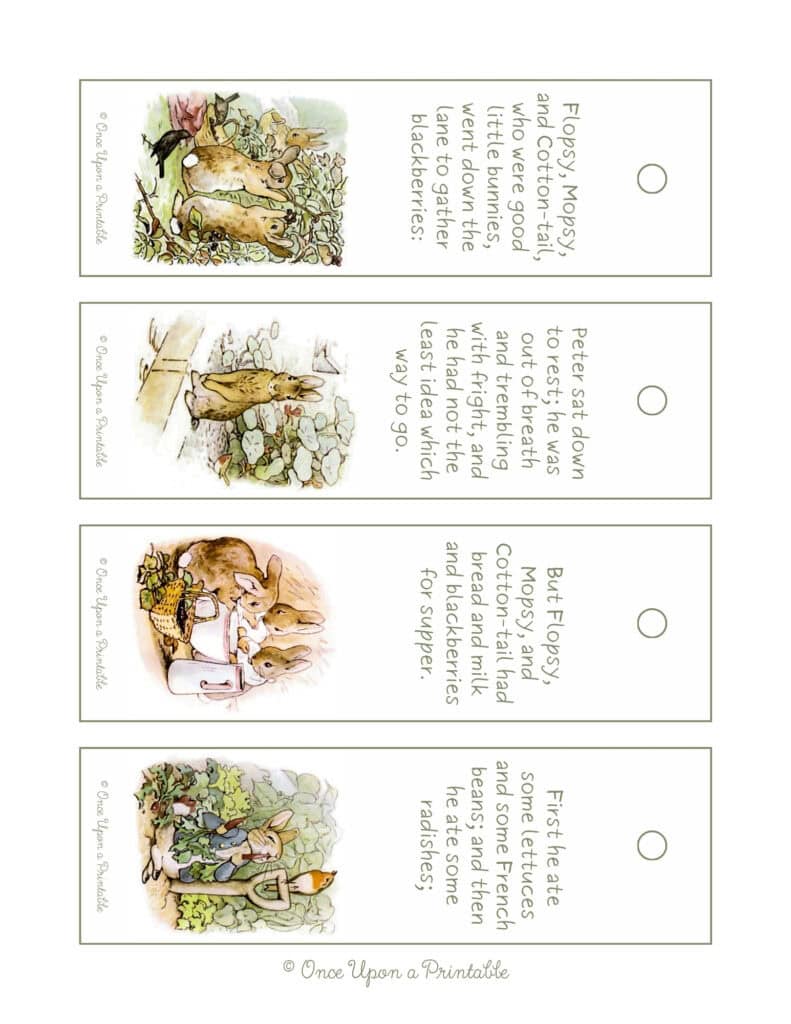 The tale of peter rabbit illustrated bookmarks by Beatrix Potter.
