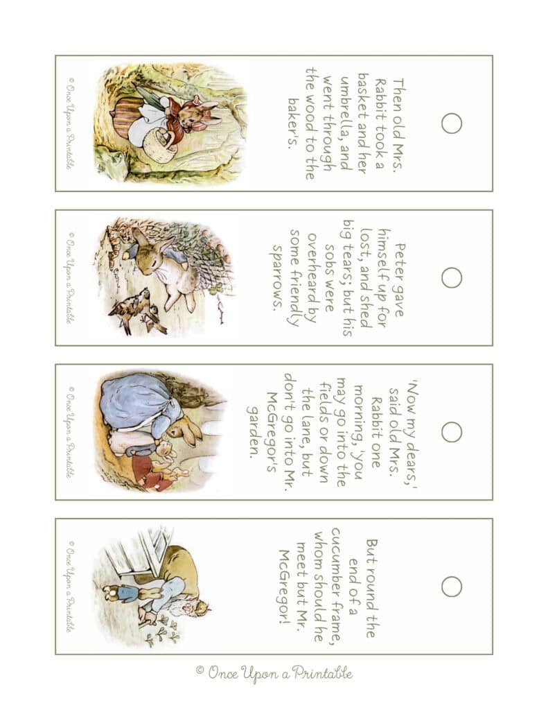 The tale of peter rabbit illustrated bookmarks by Beatrix Potter.