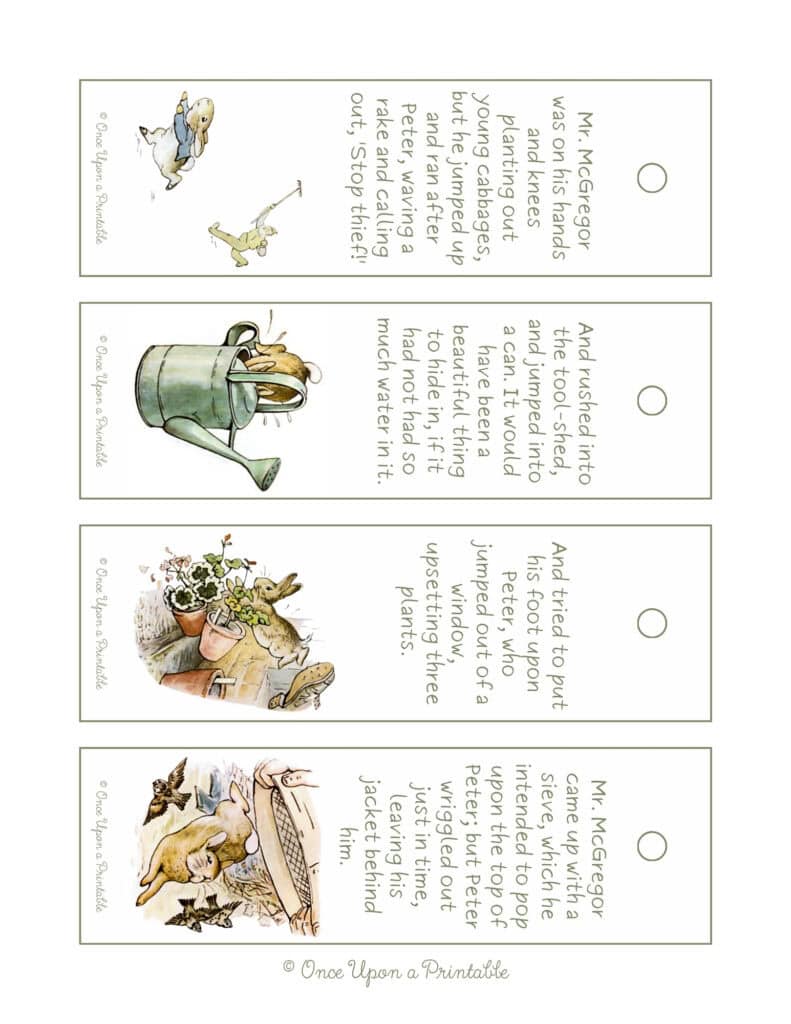 The tale of peter rabbit illustrated bookmarks by Beatrix Potter.