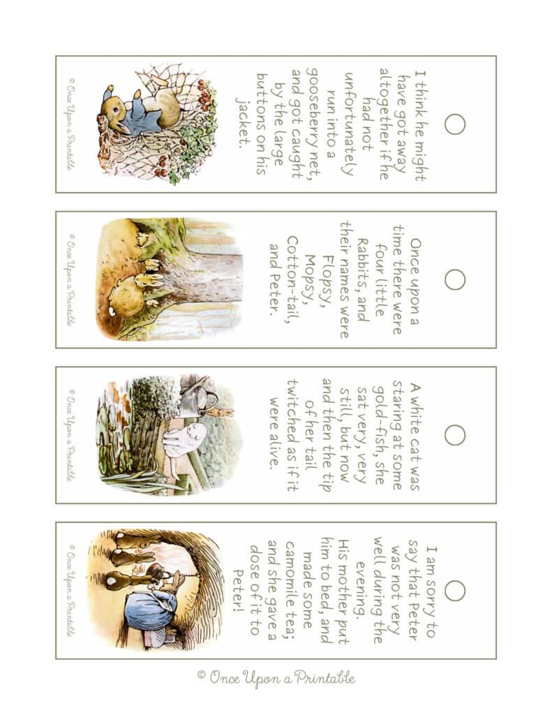 The tale of peter rabbit illustrated bookmarks by Beatrix Potter.