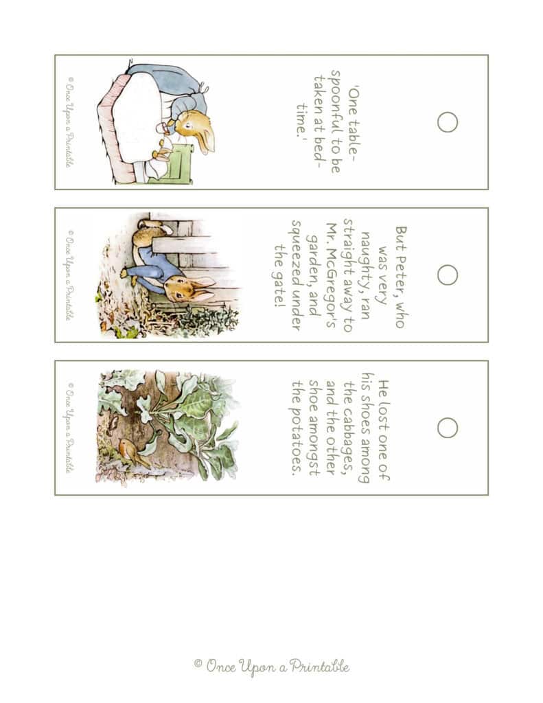 The tale of peter rabbit illustrated bookmarks by Beatrix Potter.