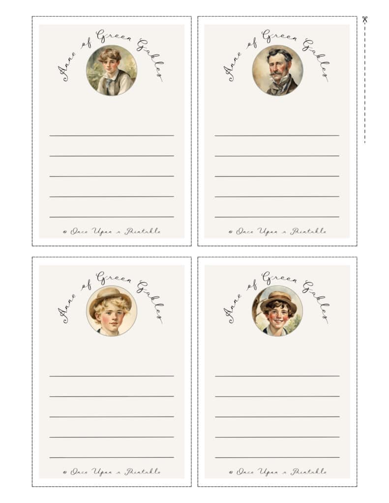 Blank friendship notes inspired by anne of green gables.