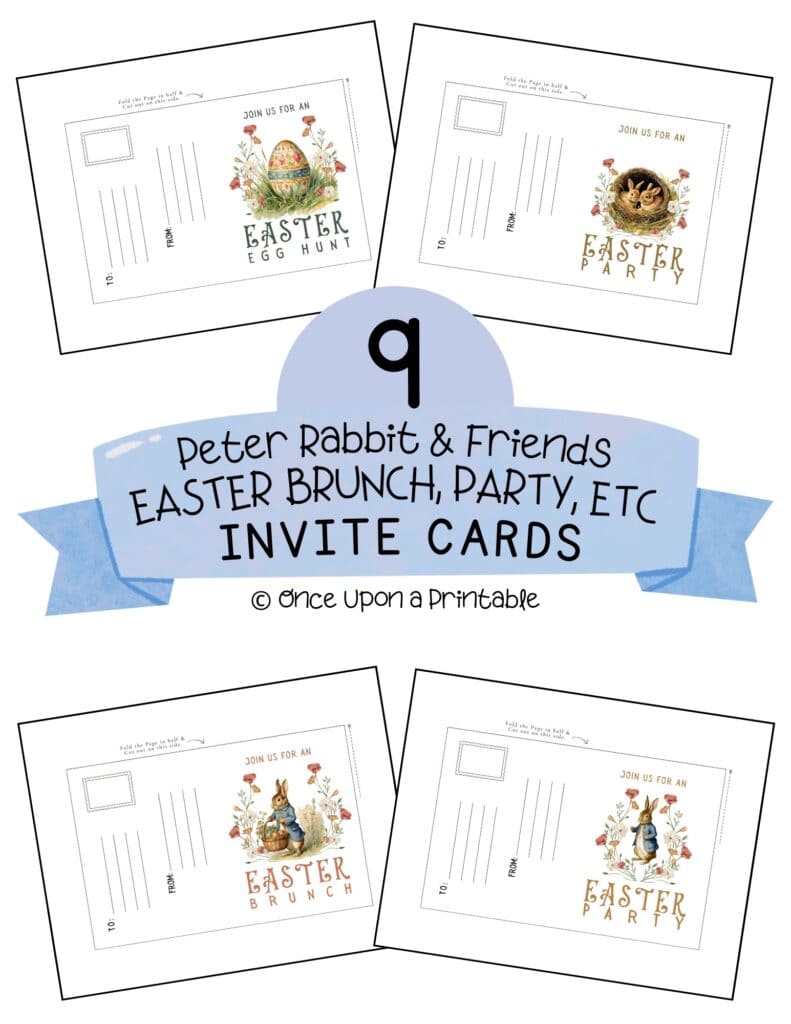 Easter invite cards cover page with four designs for Easter time.