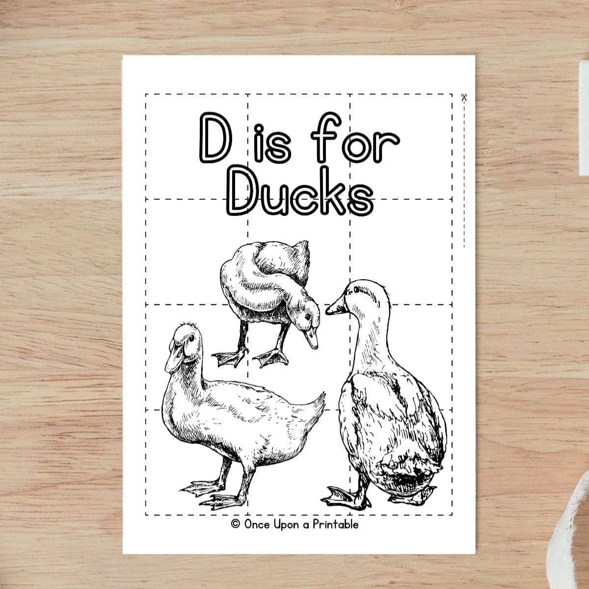 Letter D is for ducks puzzle that you color.