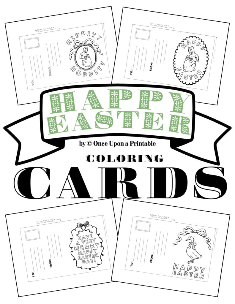 Happy Easter coloring cards cover page.