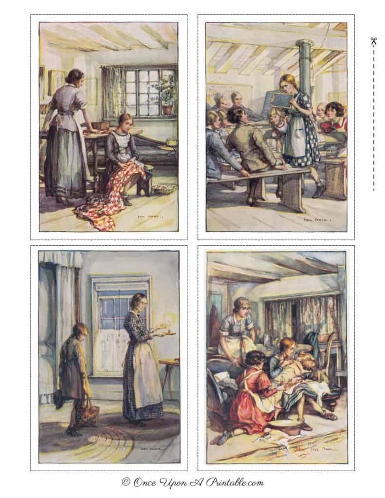 4 original illustrations of Anne of Green Gable by Sybil Tawse.