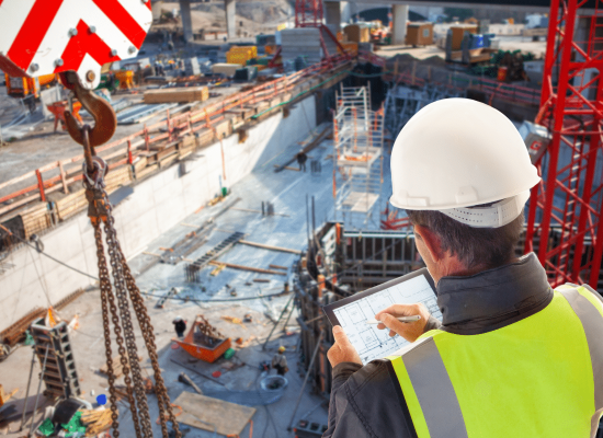 Construction manager overseeing site operations