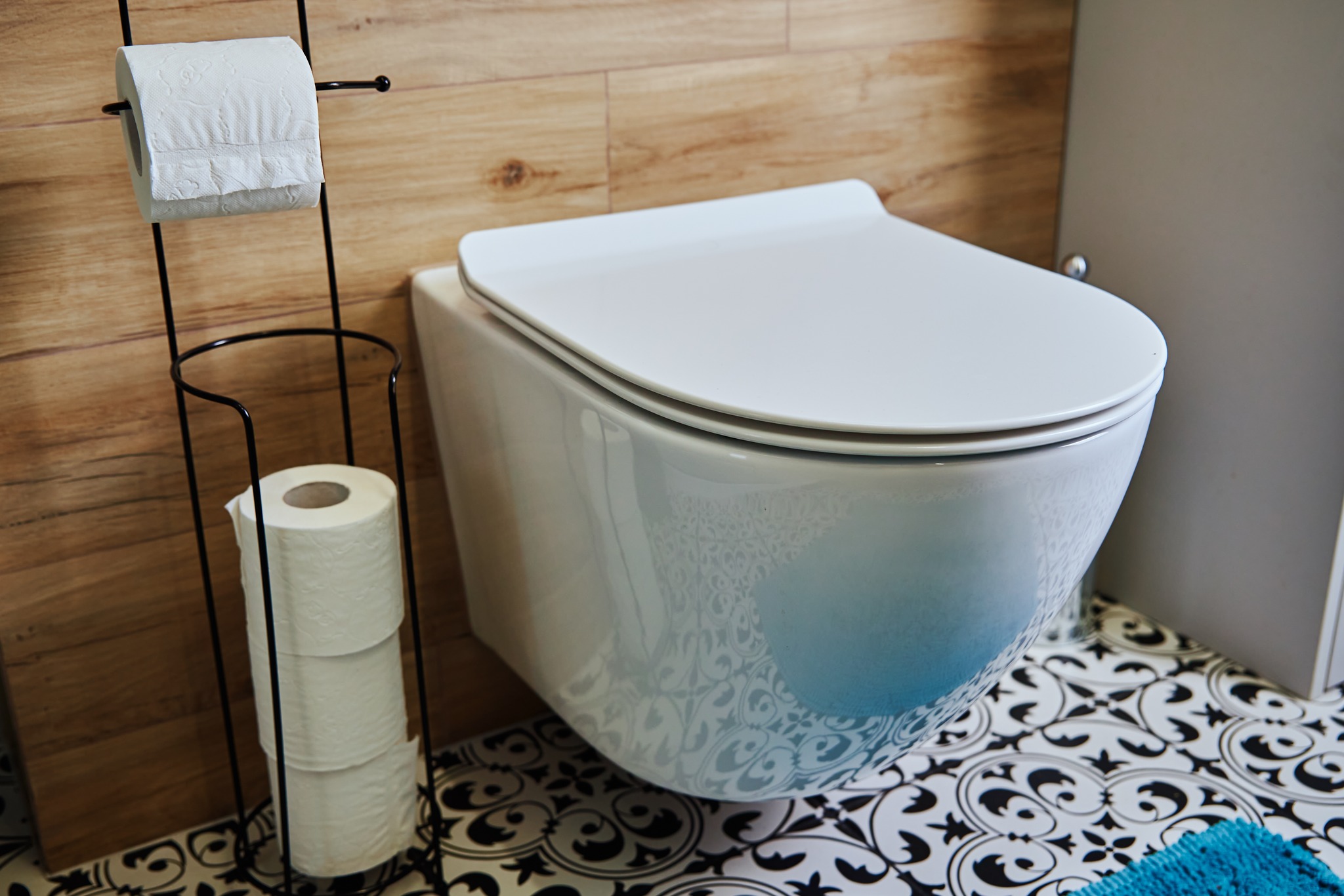 A clean and comfortable bathroom showing a working toilet, made reliable by Prodigy Sewer and Drain’s expert plumbing.